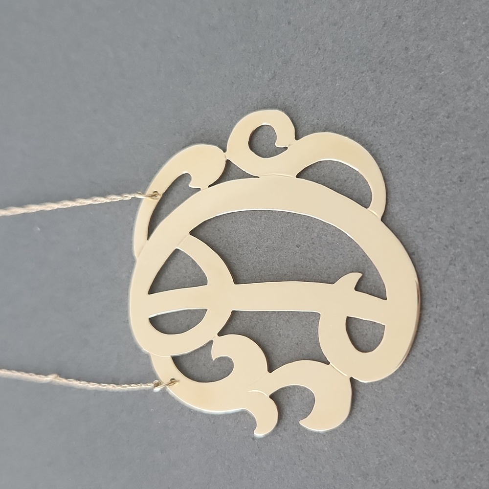 Solid 14k Gold Itallic "D" Initial Necklace Excel… - image 2